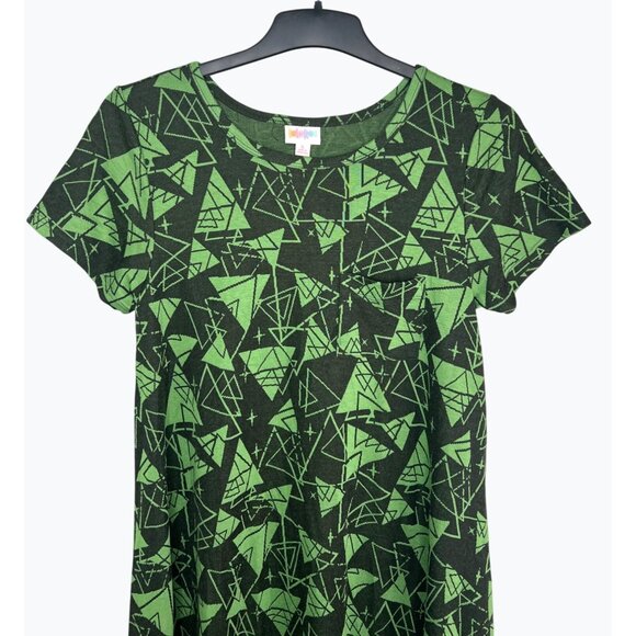 Lularoe Carly Geometric Print Green & Black Short Sleeve Dress Small - Picture 4 of 14